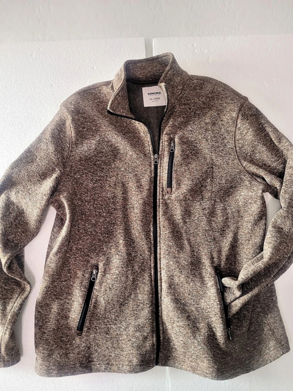 Sonoma Men's Fleece Jacket in Brown Size XL Like New